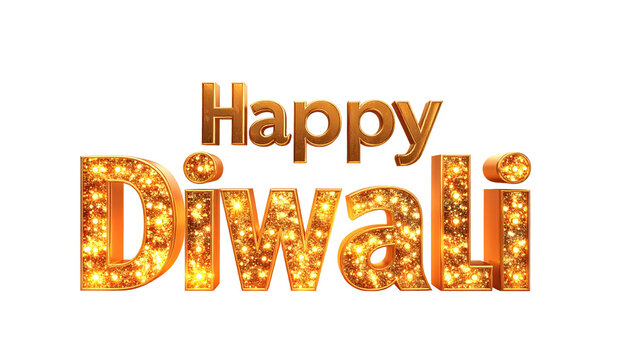 Happy Diwali Golden Text Effect With Glowing Lights On Transparent Background For Festive Celebrations And Holiday Greetings Indian Festival Of Lights