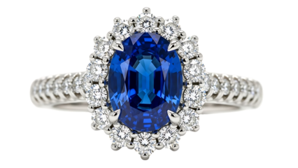 Oval blue sapphire diamond halo engagement ring jewelry