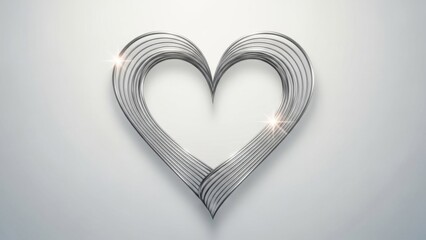 Modern minimalist heart sculpture composed of metallic rings with subtle lighting effects for