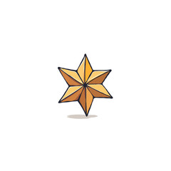 Fototapeta premium Drawn golden star with six points against a plain background creates bright festive feelings and