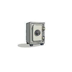 Illustration of a compact sturdy safe box emphasizing security finance concept in minimalist
