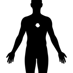 Fototapeta premium Human silhouette with cutout chest with transparent background