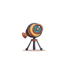 Whimsical telescope cartoon character on a tripod stand, a playful design for children and adults