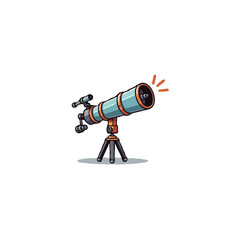Whimsical telescope illustration gazing towards the cosmos exploring scientific wonders and