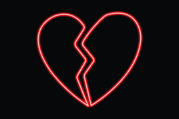 Broken neon heart outline symbolizing emotional pain, loss, and difficult relationships