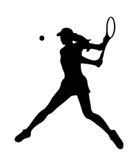 silhouette of a women long tennis player vector art