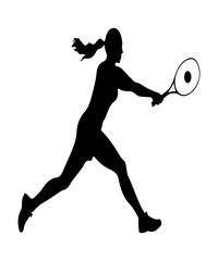long tennis player silhouette vector art