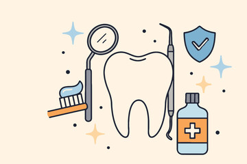 Dental Care Icons: Tooth, Hygiene, and Oral Health