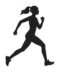 silhouette of a woman woman running vector illustration