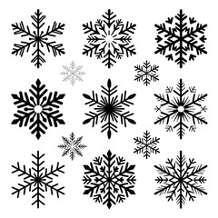 Obraz premium [Vector EPS]Collection of various black and white snowflake patterns