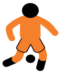 silhouette of cartoon boy playing football vector art illustration
