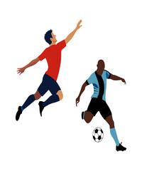 silhouette of soccer football player with ball vector illustration