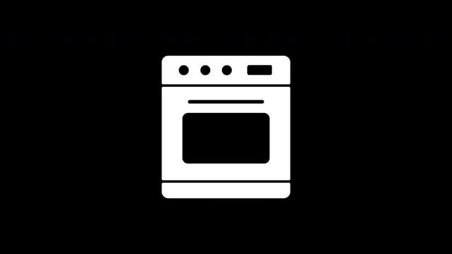 Oven icon glitching on black background animation