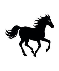silhouette of a horse running vector art