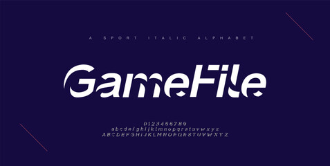 Obraz premium Abstract technology space font and alphabet. techno effect fonts designs. Typography digital sci-fi concept. vector illustration