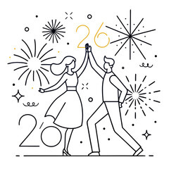 Dancing Couple Line Art 2026