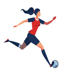 soccer player kicking football water color vector art