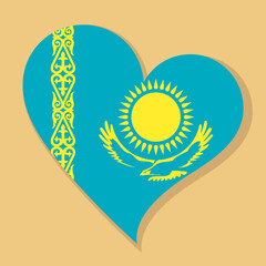 Isolated national flag of Kazakhstan. Love flag of Kazakhstan. Kazakhstan heart-shaped flag color background vector illustration.