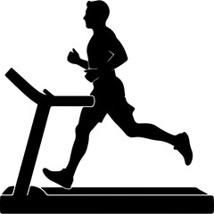Man running on treadmill with transparent background