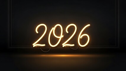 2026 Yellow Neon Sign on Dark Background light