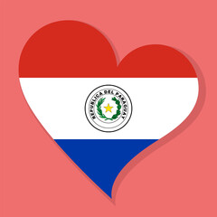 Obraz premium Isolated national flag of Republic of Paraguay. Love flag of Paraguay. Paraguay heart-shaped flag color background vector illustration.