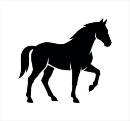 Elegant black horse silhouette vector illustration on white background