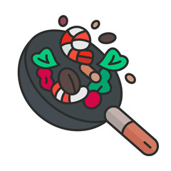 cooking various seafood in Teflon