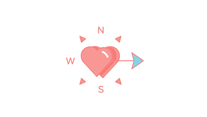 Navigational Heart with Directional Indicators and Cardinal Points Illustrating Guidance and