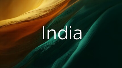 India word centered in abstract tricolor design. Abstract Indian flag colors.