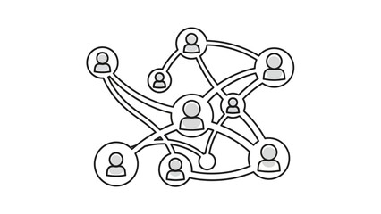 Network of interconnected social connections representing community linkage and communication