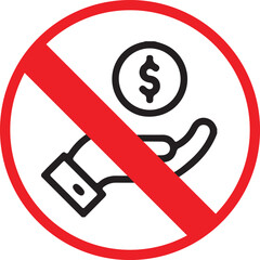 No Cash Transactions Allowed Sign with Red Prohibition Symbol Isolated on White Background, Money Restriction Warning Icon for Payment Policy and Regulation Concepts.