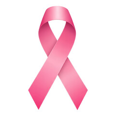 Pink ribbon symbolizing breast cancer awareness isolated on transparent background