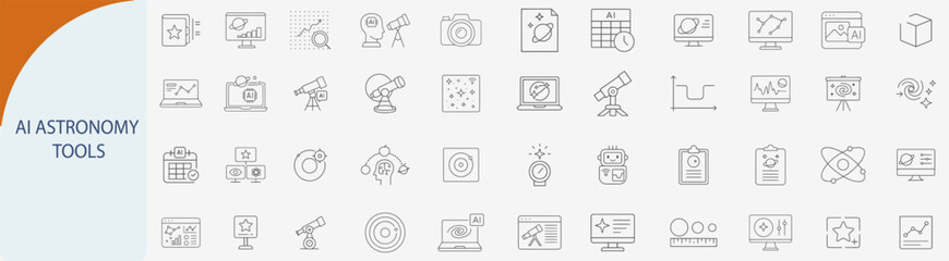 astronomy tools line icons collection, minimal vector illustration design © rayzign