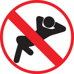 No Sleeping Allowed Sign with Red Prohibition Symbol Isolated on White Background, Sleeping Restriction Warning Icon for Public Spaces and Regulation Concepts.