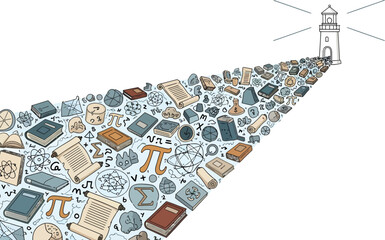 Lighthouse Beaming Education and Science Icons