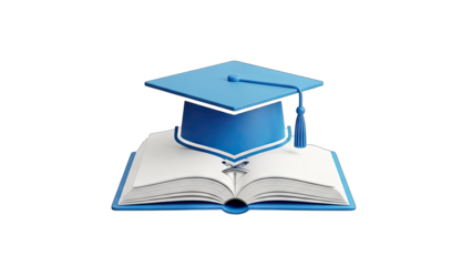 Graduation Cap on Open Book: Education Concept