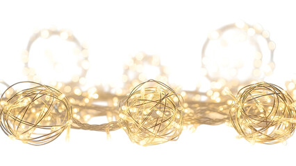 Warm white fairy lights with spherical globes and abstract shapes string lights LED lights
