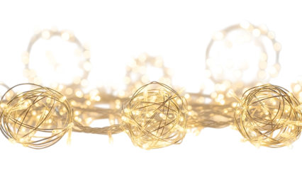 Warm white fairy lights with spherical globes and abstract shapes string lights LED lights