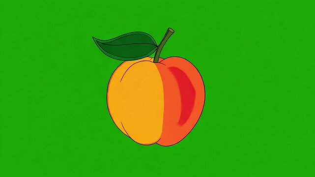 Peach Fruit Animation on Green Screen Background