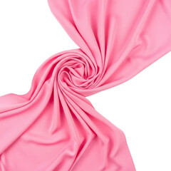 Soft pink fabric twisted into a spiral shape isolated on transparent background
