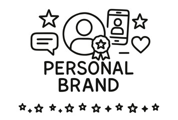 Personal brand concept with social media and recognition icons