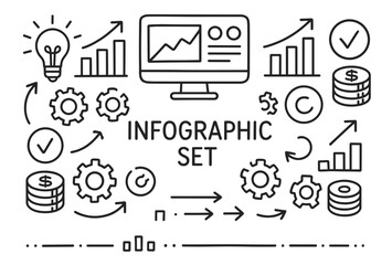 Fototapeta premium Hand-drawn infographic elements set with graphs and icons