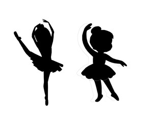 Cute Kids Ballerina Silhouettes.Vector Dance Girls Collection. Ballet Girl Silhouette Set. Little Ballerina Vector Silhouettes. Children Ballet Dance Silhouettes. kids ballerina silhouette.  © Ani