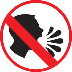 No Spitting Allowed Sign with Red Prohibition Symbol Isolated on White Background, Hygiene Warning Icon for Public Health, Safety, and Regulation Concepts.
