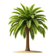Fototapeta premium A palm tree standing alone on sandy ground isolated on transparent background