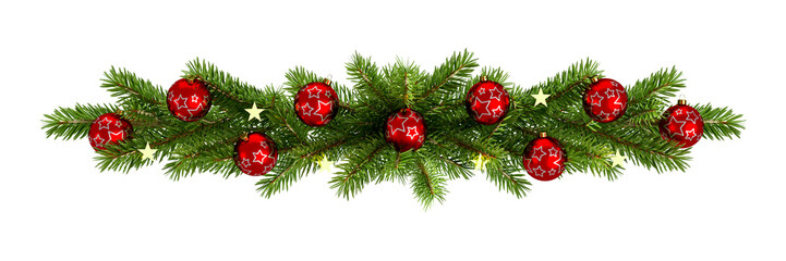 christmas tree decoration with balls isolated on white