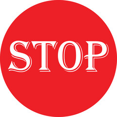 Red Stop Sign Circle with White Typography Isolated on White Background, Clear Warning and Safety Symbol for Traffic, Regulation, and Control Concepts.