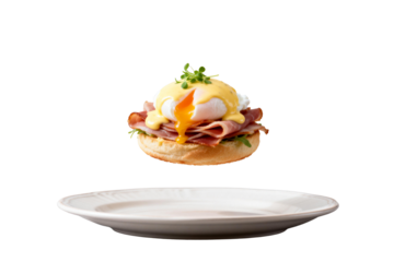 [Transparent Background PNG]Egg Benedict with Ham and Poached Egg
