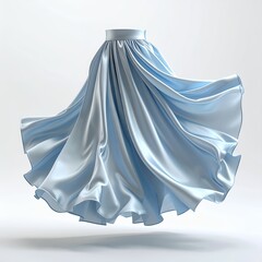 Elegant, flowing skirt in a delicate light blue hue on a clean white background