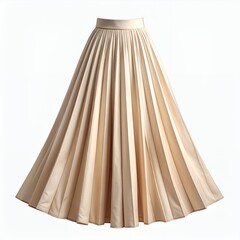 Elegant flowing beige skirt displayed against a clean white background creates a minimalist aesthetic